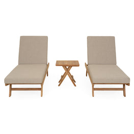 LUXOR Set mobilier terasă/grădină, 2 șezlonguri și măsuță