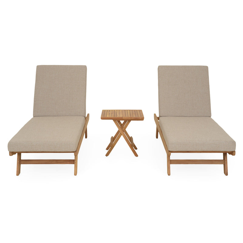 LUXOR Set mobilier terasă/grădină, 2 șezlonguri și măsuță