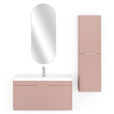 BLOOM/GALA Set mobilier baie, mască lavoar, lavoar, dulap baie și oglindă