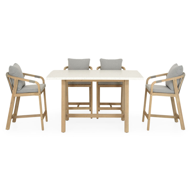 ASHEN Set mobilier terasă/gădină, masă și 4 scaune bar