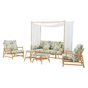 WARSAW Set mobilier terasă/grădină, 2 fotolii, canapea cu baldachin și 2 măsuțe