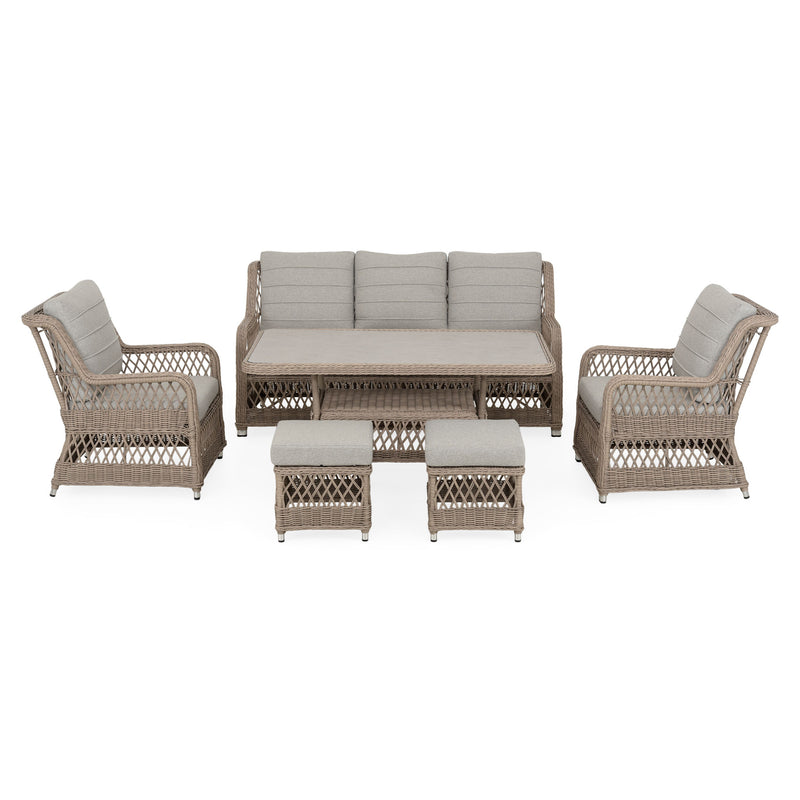 COSETTE Set mobilier terasă/grădină, 2 fotolii, 2 taburete, canapea și masă