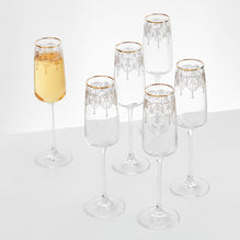 BOLTON Set 6 pahare șampanie, sticlă, 250ml