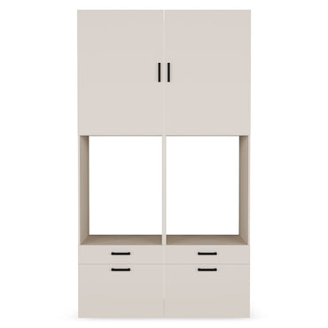 WASH&STORE Set mobilier baie, 2 dulapuri depozitat mașina spălat/uscător și 2 dulapuri suspendate