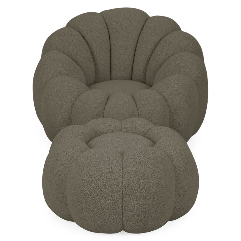 KITRIDGE Set mobilier, fotoliu rotativ și taburet