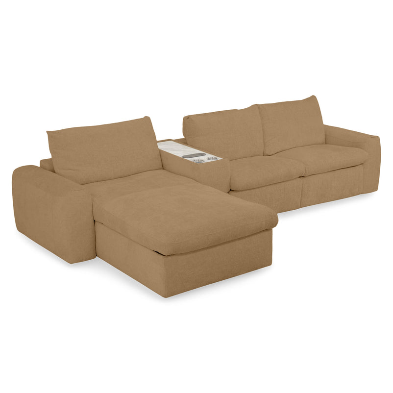 NEW JERSEY Colțar cu șezlong electric stânga/dreapta, 1 recliner electric, tetiere reglabile, USB, consolă depozitare, stofă