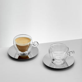 THERME Set cappuccino 2 ceșcute și 2 farfurioare, sticlă, 165ml