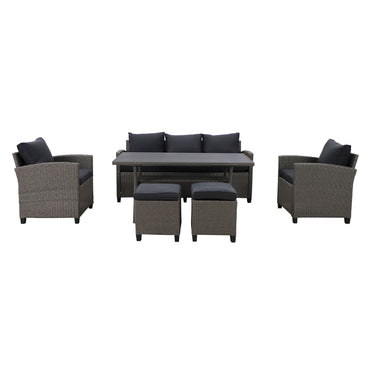 BAXTER Set mobilier terasă/grădină, 2 fotolii, canapea 3 locuri, 2 taburete și măsuță