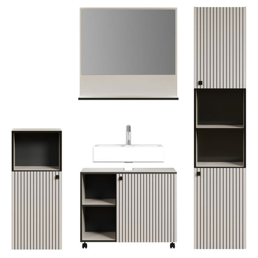 PURE BLISS Set mobilier baie, mască lavoar, coloană, dulap baie, oglindă