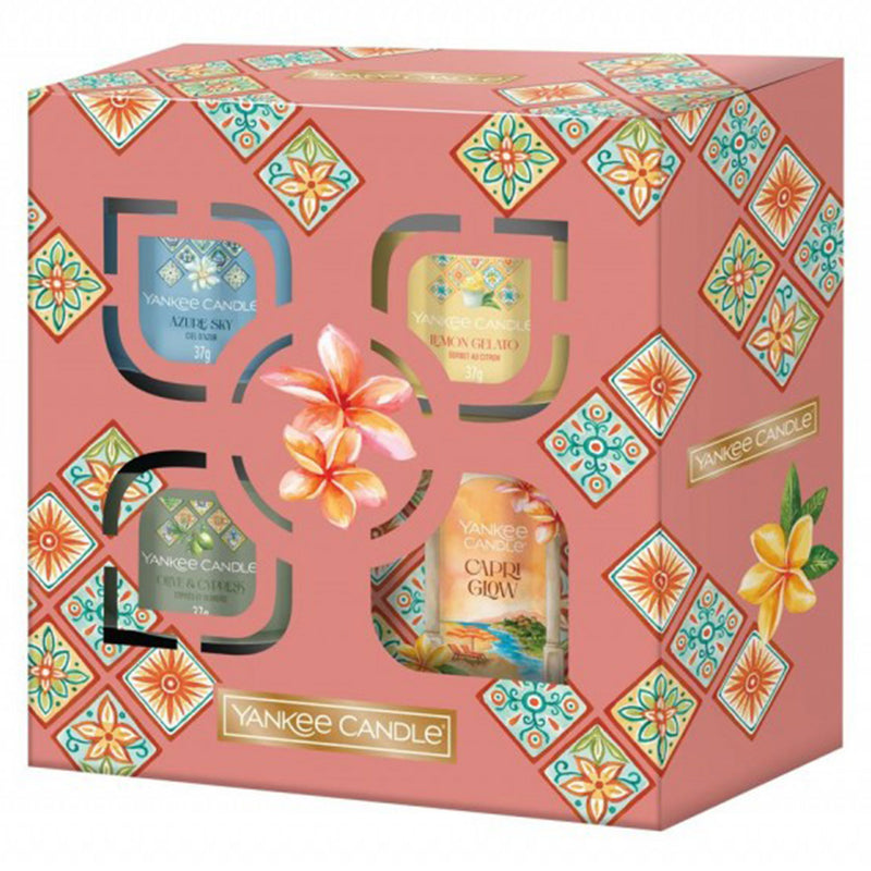 HELLO ITALY Set cadou lumânare pahar și 3 lumânari Votive