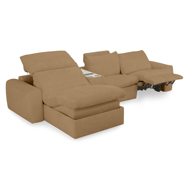 NEW JERSEY Colțar cu șezlong electric stânga/dreapta, 1 recliner electric, tetiere reglabile, USB, consolă depozitare, stofă