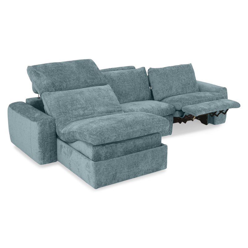 NEW JERSEY Colțar cu șezlong electric stânga/dreapta, 1 recliner electric, mecanism tetieră, USB, stofă