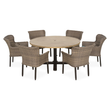 LUCAS Set mobilier terasă/grădină, 6 scaune și masă
