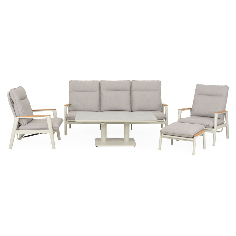 PERUGIA Set mobilier terasă/grădină, 2 fotolii, canapea, taburet și masă