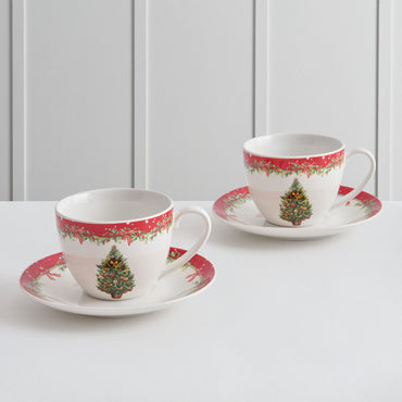 MAGIC CHRISTMAS Set 2 cești și farfurioare, porțelan, 240ml