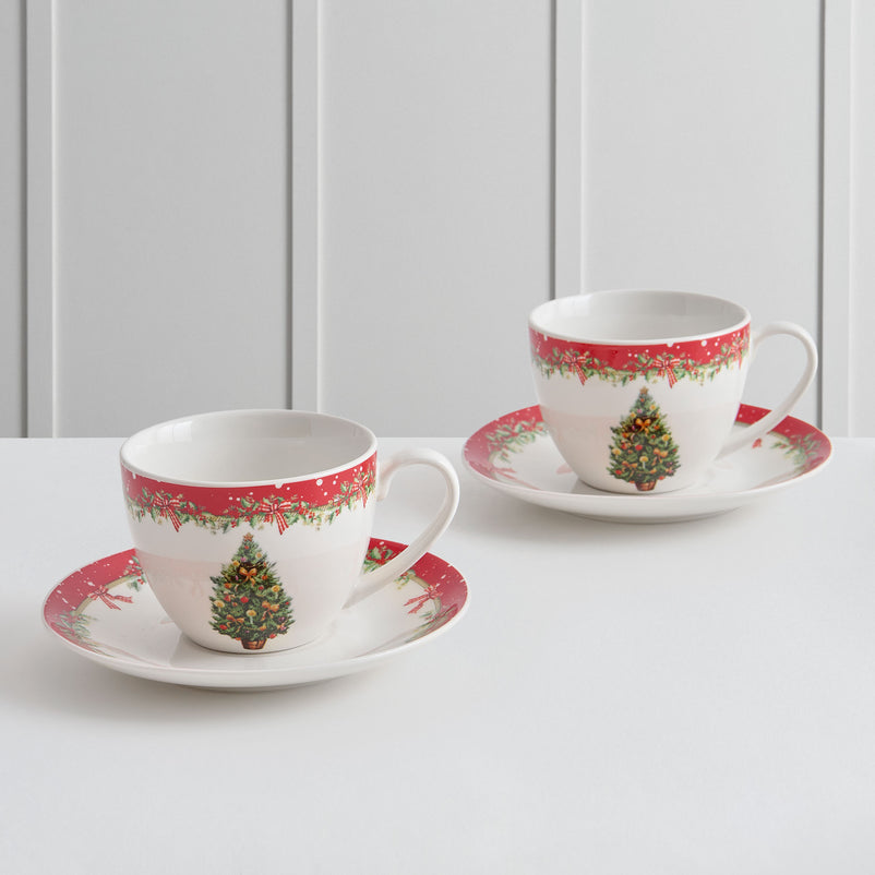 MAGIC CHRISTMAS Set 2 cești și farfurioare, porțelan, 240ml