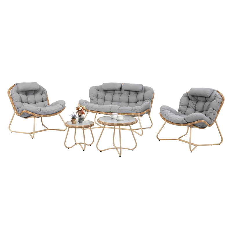 MINSK Set mobilier terasă/grădină, 2 fotolii, canapea și 2 măsuțe