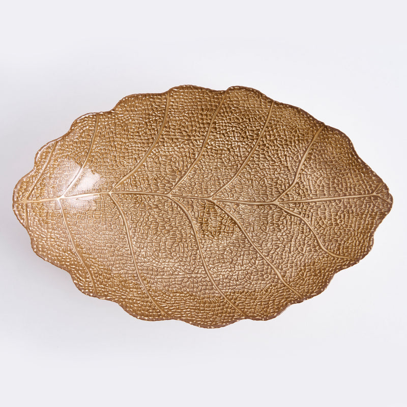 ASH LEAF Platou, sticlă, L.42cm