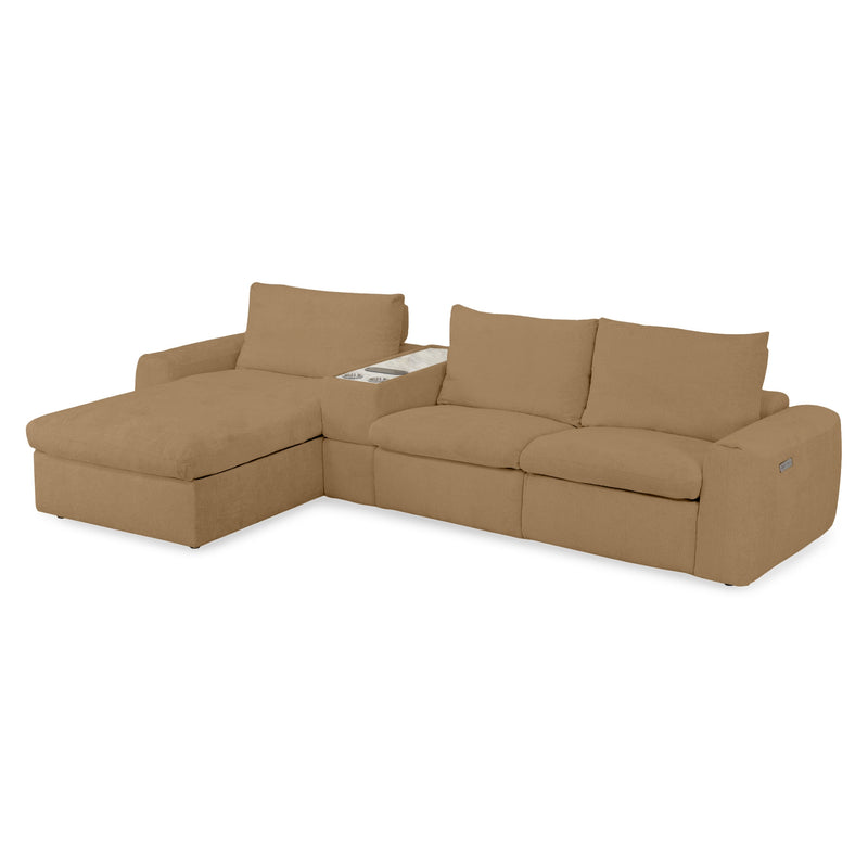 NEW JERSEY Colțar cu șezlong electric stânga/dreapta, 1 recliner electric, tetiere reglabile, USB, consolă depozitare, stofă