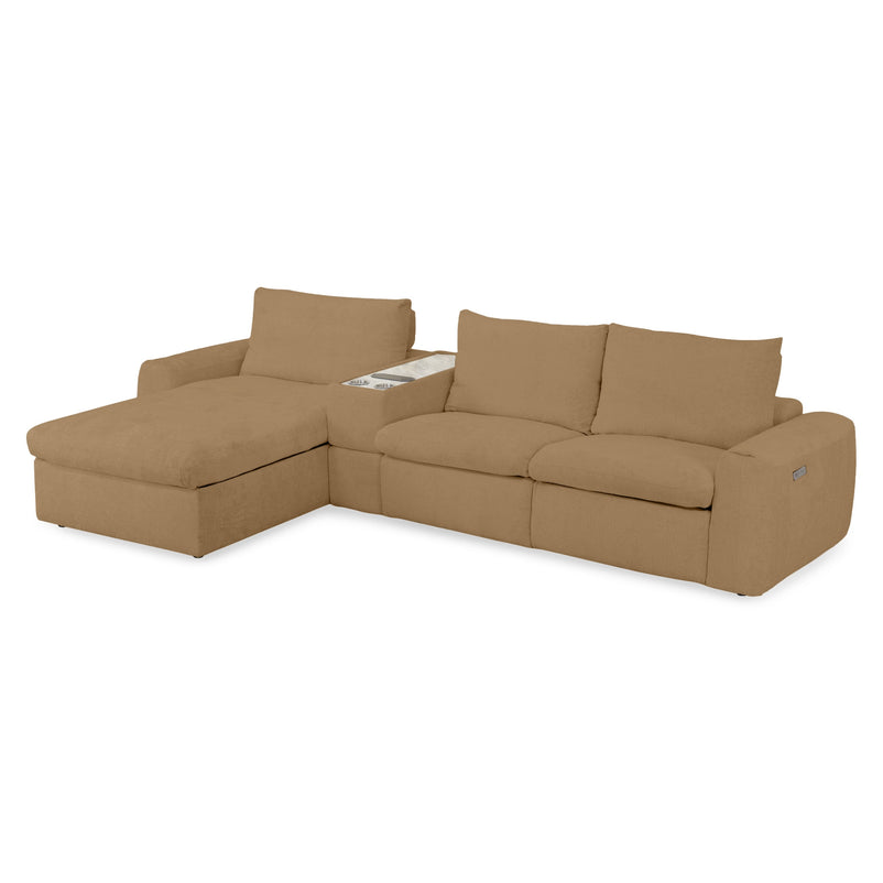 NEW JERSEY Colțar cu șezlong electric stânga/dreapta, 1 recliner electric, tetiere reglabile, USB, consolă depozitare, stofă
