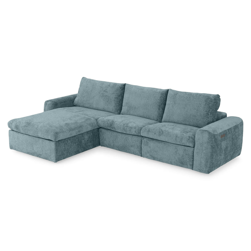 NEW JERSEY Colțar cu șezlong electric stânga/dreapta, 1 recliner electric, mecanism tetieră, USB, stofă