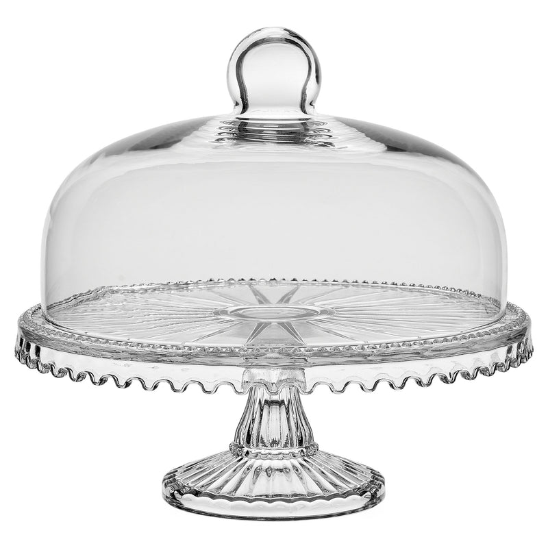 DOME Platou cu picior și capac, sticlă, D.28cm