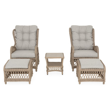 COSETTE Set mobilier terasă/grădină, 2 fotolii, 2 taburete și măsuță