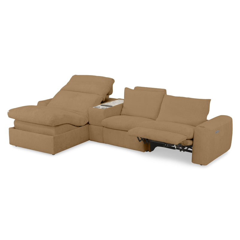 NEW JERSEY Colțar cu șezlong electric stânga/dreapta, 1 recliner electric, tetiere reglabile, USB, consolă depozitare, stofă
