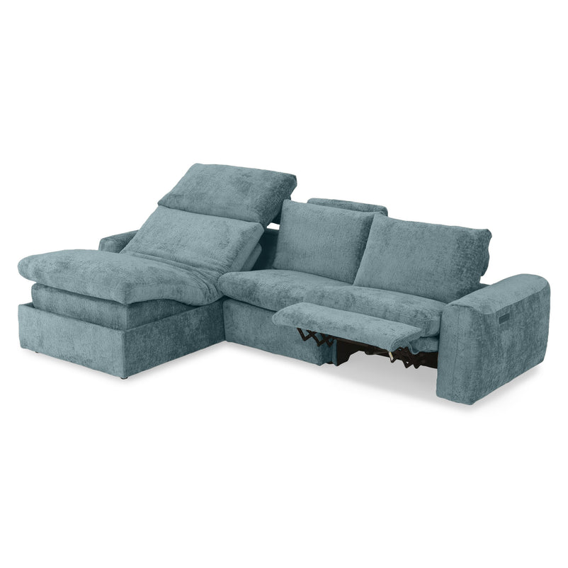 NEW JERSEY Colțar cu șezlong electric stânga/dreapta, 1 recliner electric, mecanism tetieră, USB, stofă