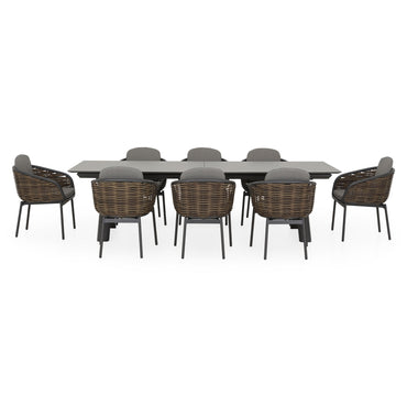 CARSON/BARI Set mobilier terasă/grădină, 8 scaune și masă extensibilă