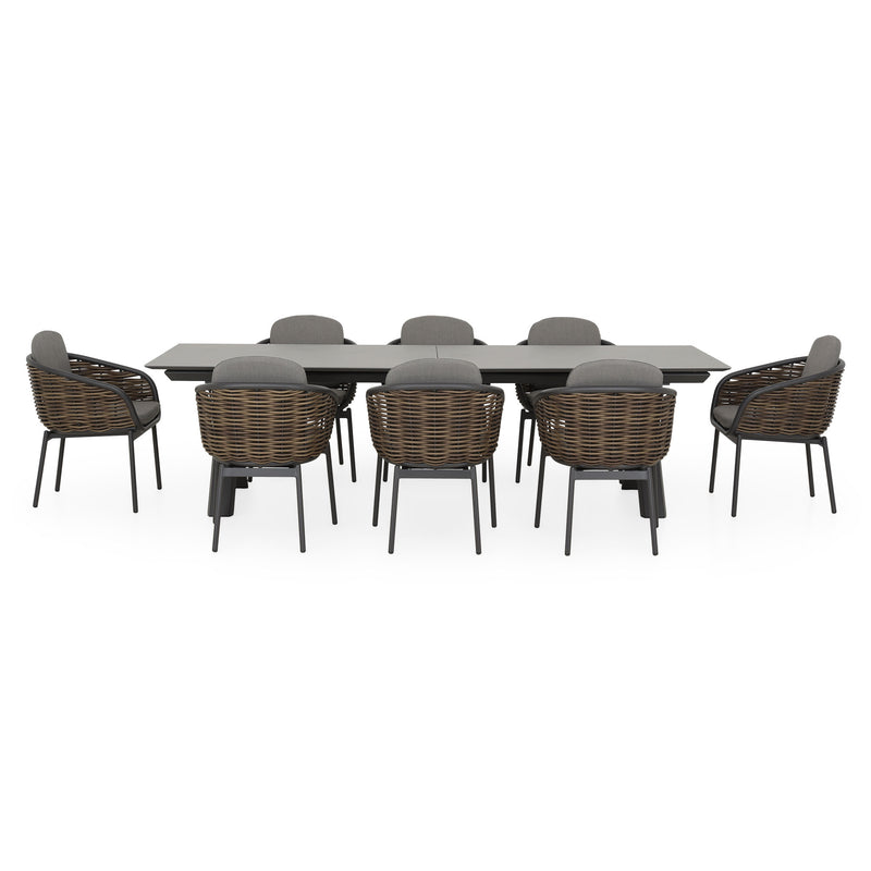 CARSON/BARI Set mobilier terasă/grădină, 8 scaune și masă extensibilă