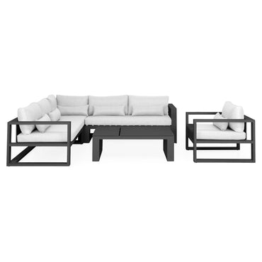 FERMO Set mobilier terasă/grădină, 2 canapele, fotoliu, element colț și masă