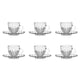 ELIANOR Set 6 cești și farfurioare, sticlă, 100ml