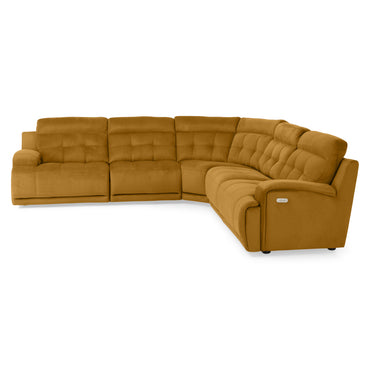 SANTIAGO Colțar cu 3 reclinere electrice, stofă