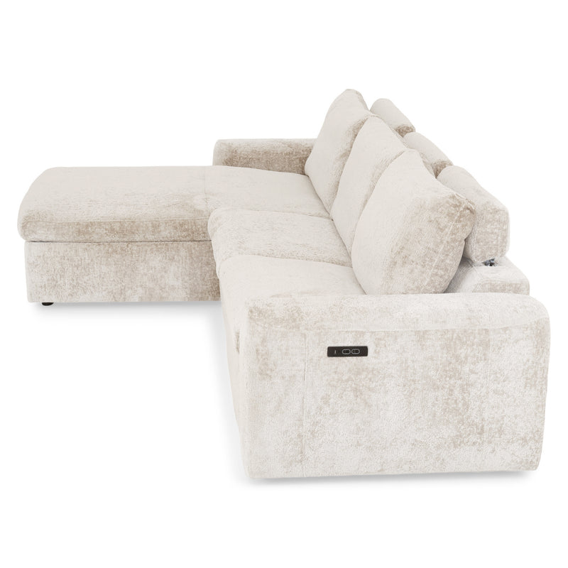 NEW JERSEY Colțar cu șezlong electric stânga/dreapta, 1 recliner electric, mecanism tetieră, USB, stofă