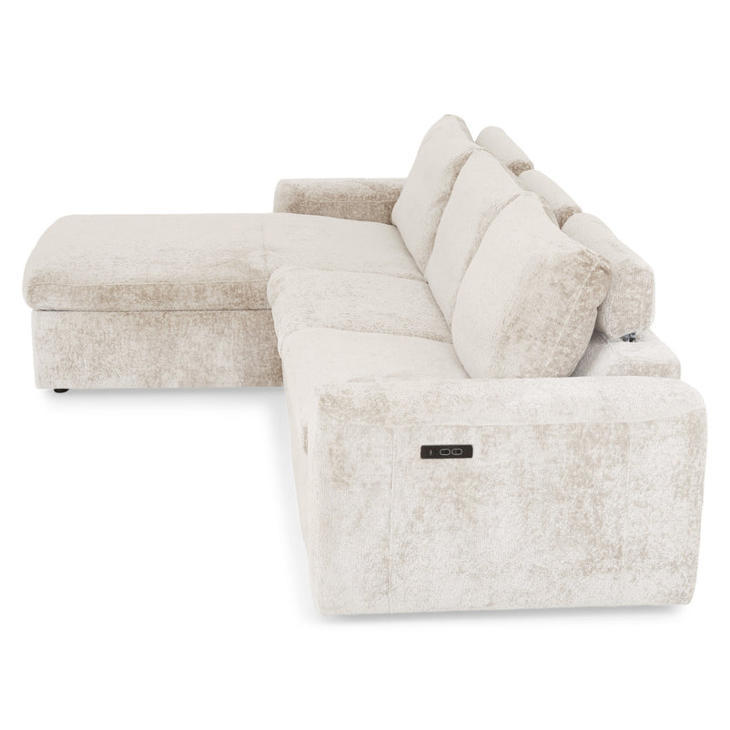 NEW JERSEY Colțar cu șezlong electric stânga/dreapta, 1 recliner electric, mecanism tetieră, USB, stofă