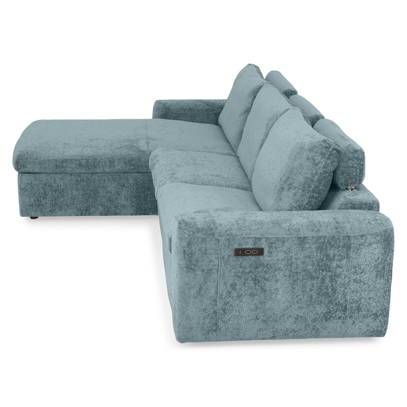 NEW JERSEY Colțar cu șezlong electric stânga/dreapta, 1 recliner electric, mecanism tetieră, USB, stofă