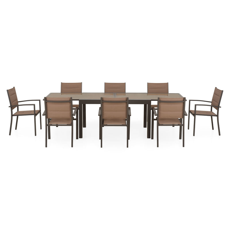 LUCCA Set mobilier terasă/grădină, 8 scaune și masă extensibilă