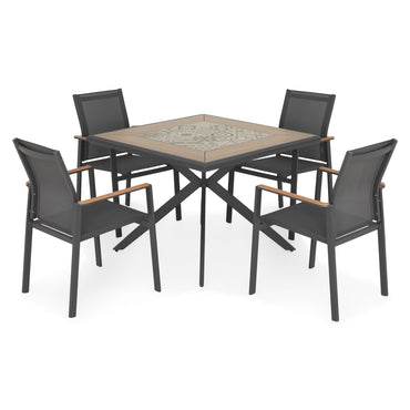 PAFOS Set mobilier terasă/grădină, masă și 4 scaune suprapozabile