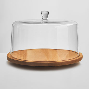 GLAMOUR Platou rotativ cu capac, sticlă, D.33cm