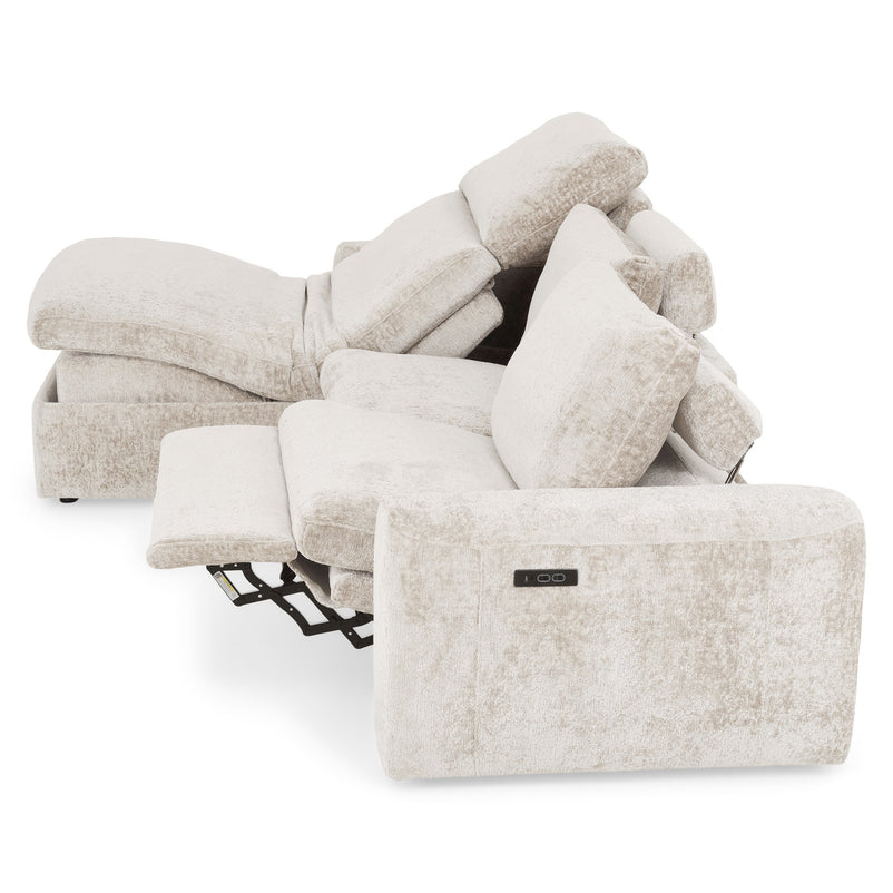 NEW JERSEY Colțar cu șezlong electric stânga/dreapta, 1 recliner electric, mecanism tetieră, USB, stofă