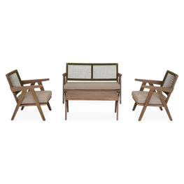 PERTH Set mobilier terasă/grădină, 2 fotolii, canapea și măsuță de cafea