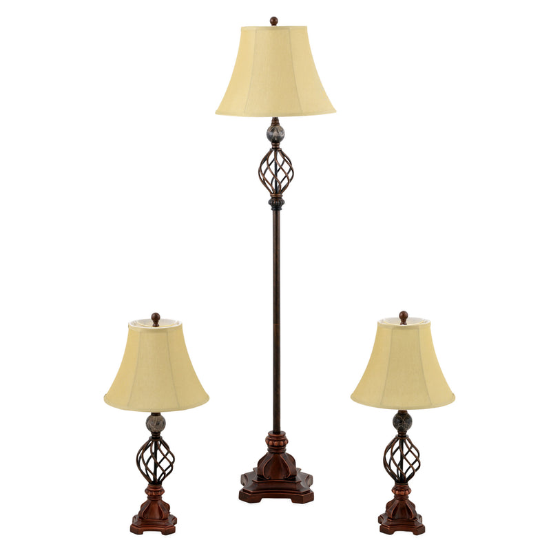 SALINO Set 2 veioze, 1 lampadar 1x60W E27