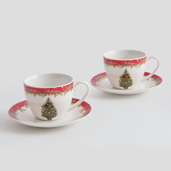 MAGIC CHRISTMAS Set 2 cești și farfurioare, porțelan, 240ml
