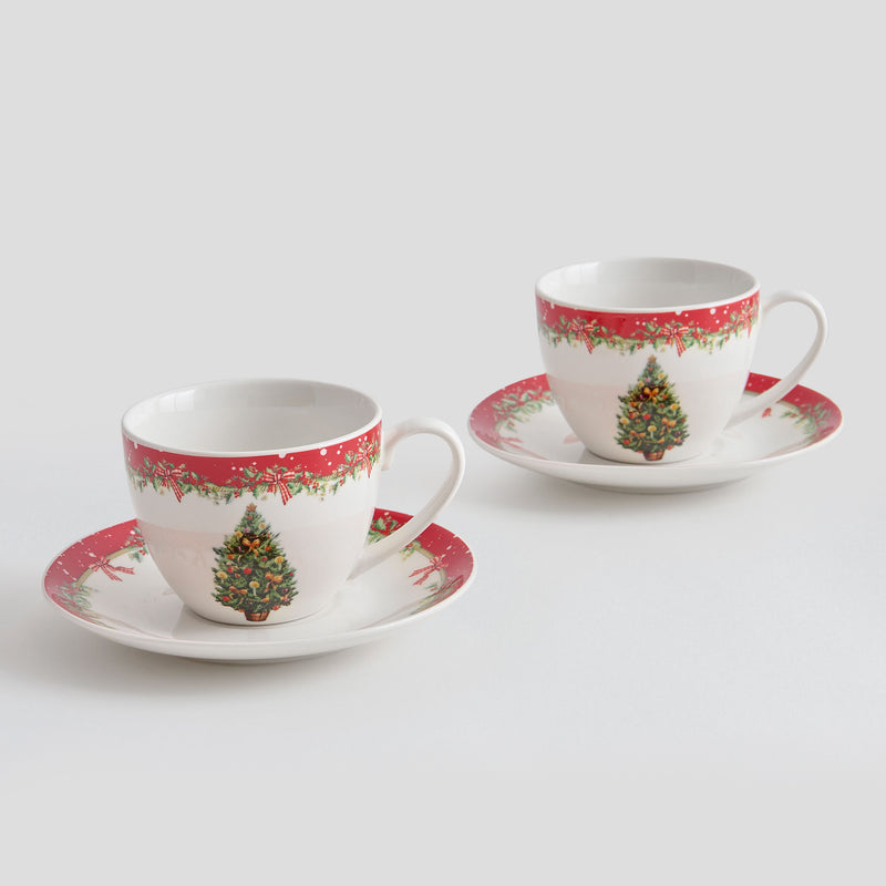 MAGIC CHRISTMAS Set 2 cești și farfurioare, porțelan, 240ml