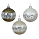SNOW STARS Set 3 globuri din sticlă suflată manual