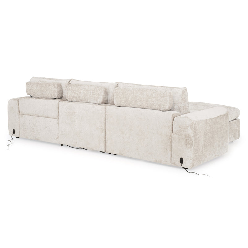 NEW JERSEY Colțar cu șezlong electric stânga/dreapta, 1 recliner electric, mecanism tetieră, USB, stofă