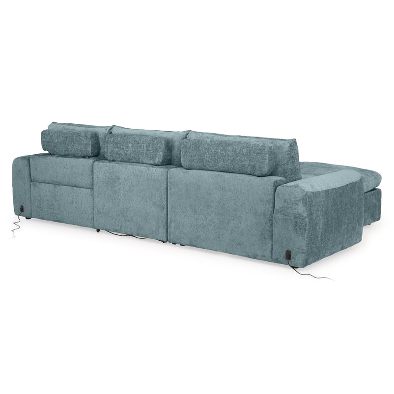 NEW JERSEY Colțar cu șezlong electric stânga/dreapta, 1 recliner electric, mecanism tetieră, USB, stofă