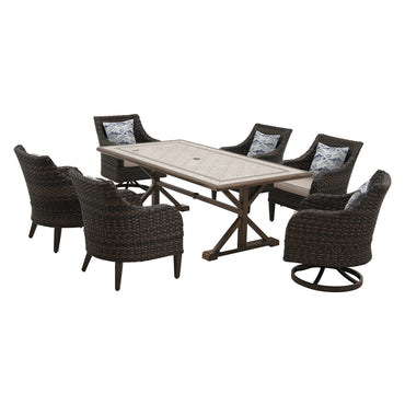 WESTLAKE Set mobilier terasă/grădină, 4 scaune, 2 balansoare și masă