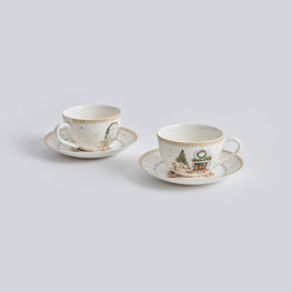 CHALET Set 2 ceșcuțe și farfurioare, porțelan, 200ml